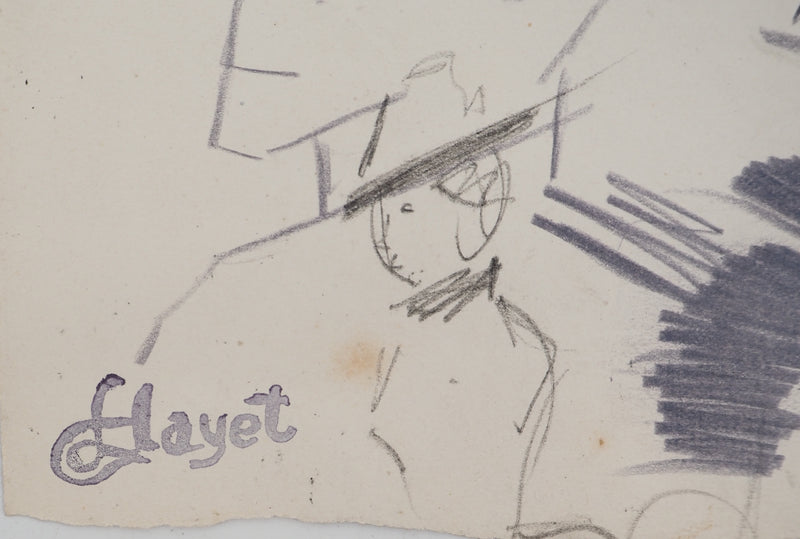 Louis HAYET : Personnage à la flèche, Dessin original (photo de détail 2) - Crédit photo : Galerie Art.Paris