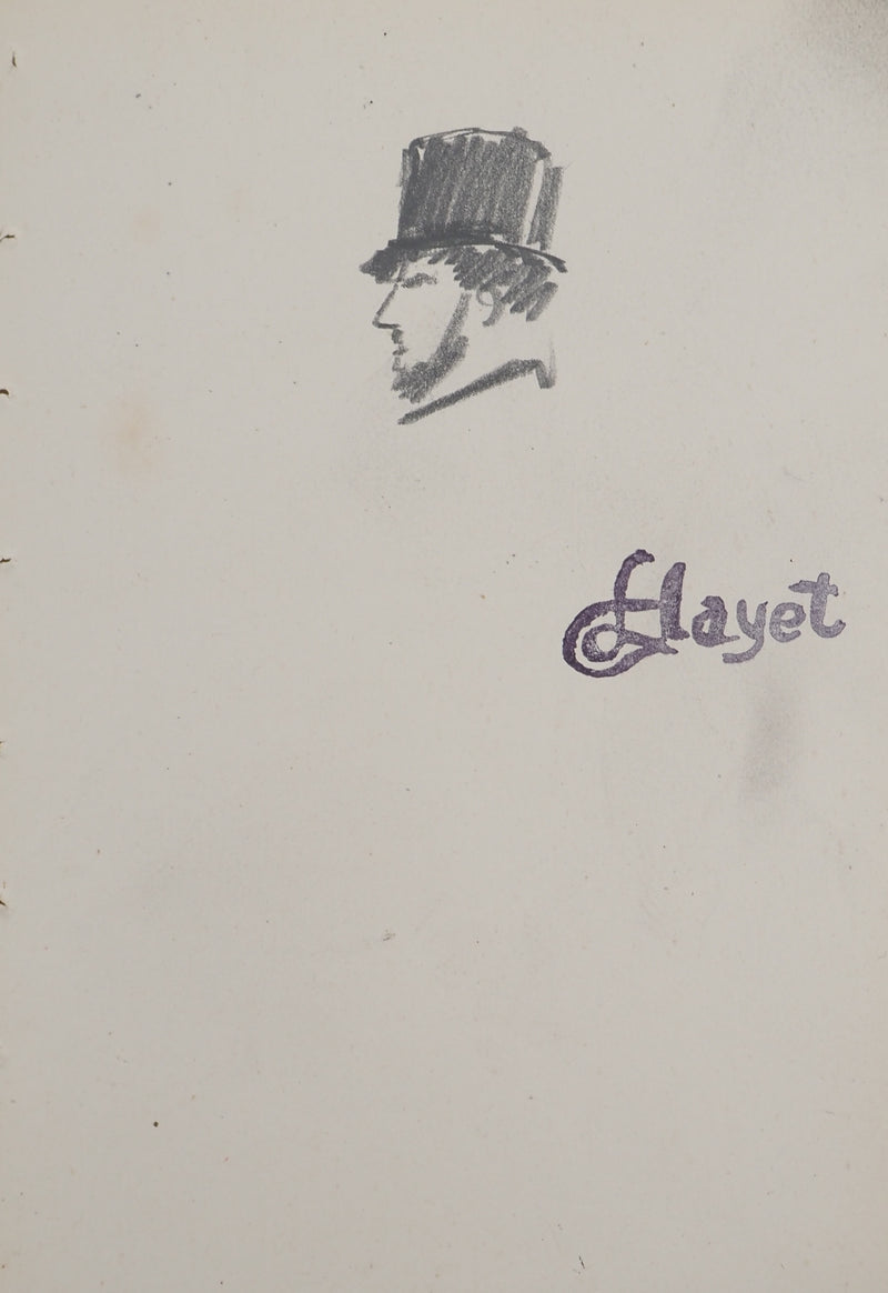 Louis HAYET : Chapeau haut de forme, Dessin original (photo de détail 3) - Crédit photo : Galerie Art.Paris