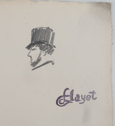 Louis HAYET : Chapeau haut de forme, Dessin original (photo de détail 4) - Crédit photo : Galerie Art.Paris