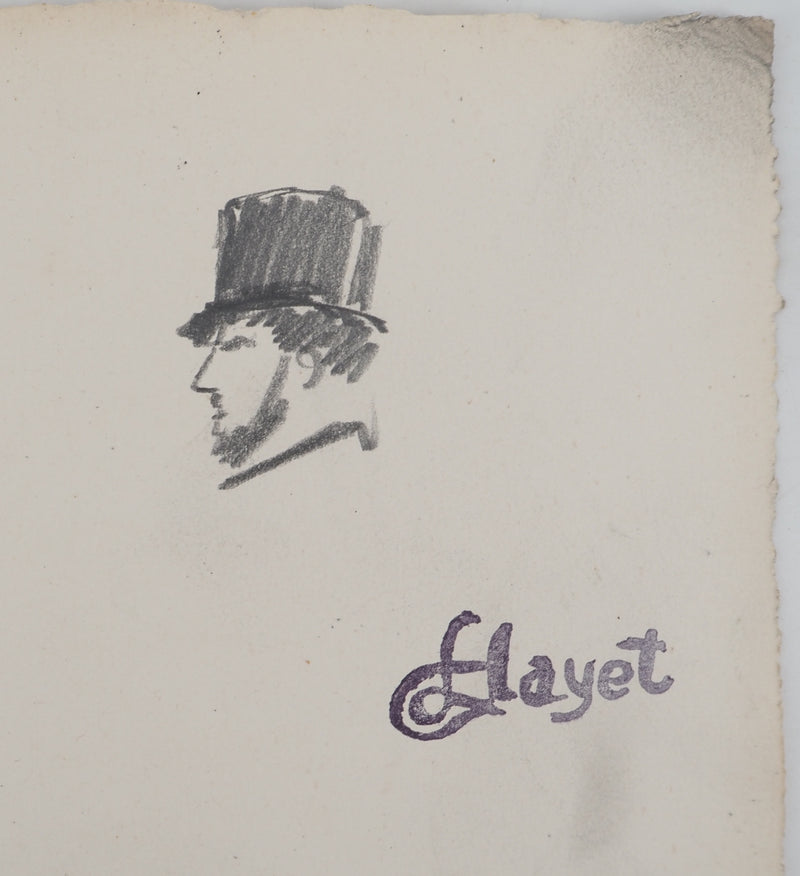 Louis HAYET : Chapeau haut de forme, Dessin original (photo de détail 4) - Crédit photo : Galerie Art.Paris