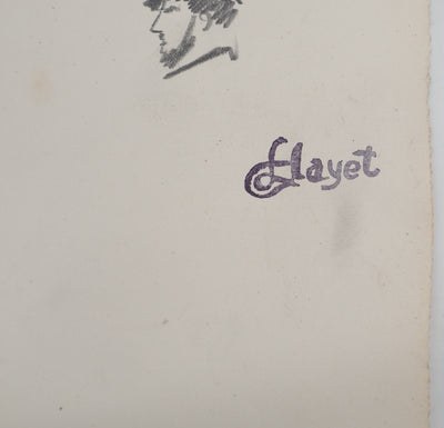 Louis HAYET : Chapeau haut de forme, Dessin original (photo de détail 2) - Crédit photo : Galerie Art.Paris