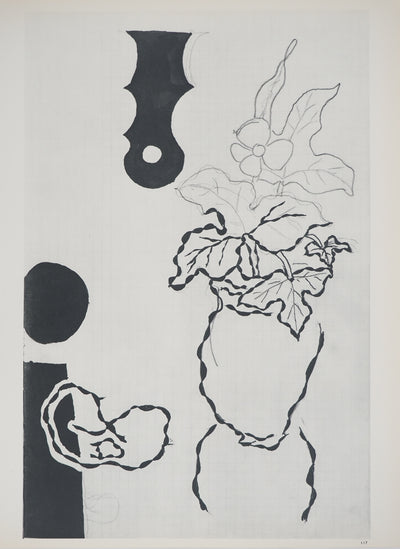 Georges BRAQUE : Composition au pot de fleurs, Héliogravure originale (vue générale) - Crédit photo : Galerie Art.Paris