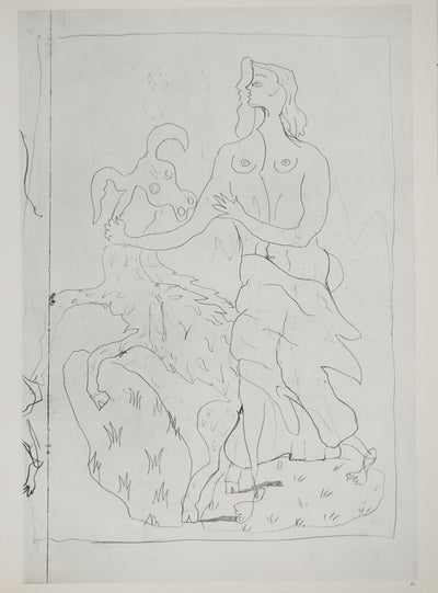 Georges BRAQUE : Mythologie, la jeune femme et le bouc, Héliogravure originale (vue générale) - Crédit photo : Galerie Art.Paris