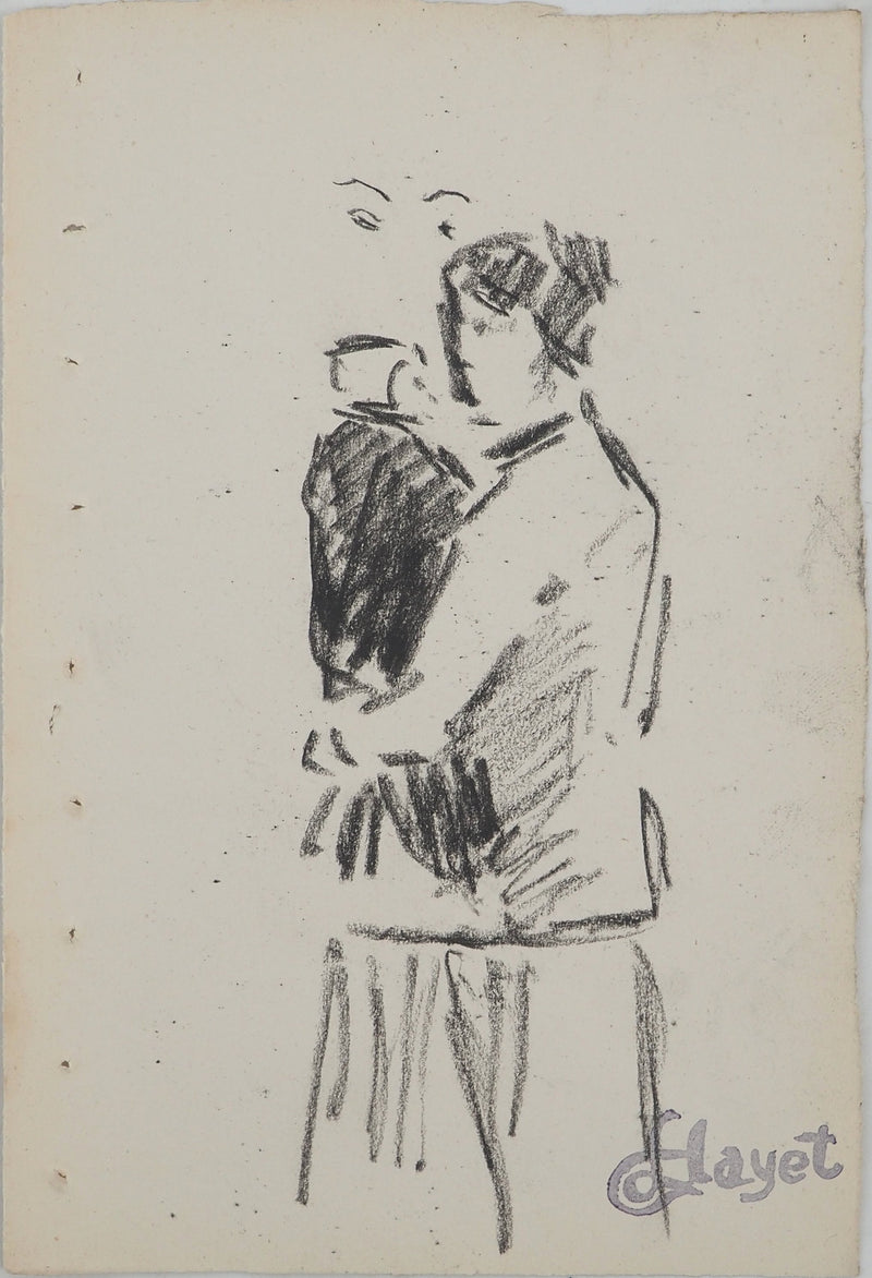 Louis HAYET : Femme et enfant, Dessin original (vue générale) - Crédit photo : Galerie Art.Paris