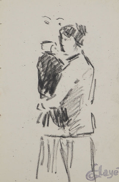 Louis HAYET : Femme et enfant, Dessin original (photo de détail 3) - Crédit photo : Galerie Art.Paris