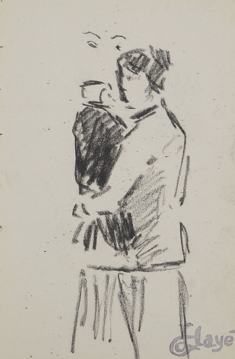 Louis HAYET : Femme et enfant, Dessin original (photo de détail 3) - Crédit photo : Galerie Art.Paris