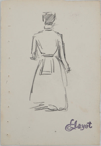 Louis HAYET : La femme de chambre, Dessin original (vue générale) - Crédit photo : Galerie Art.Paris