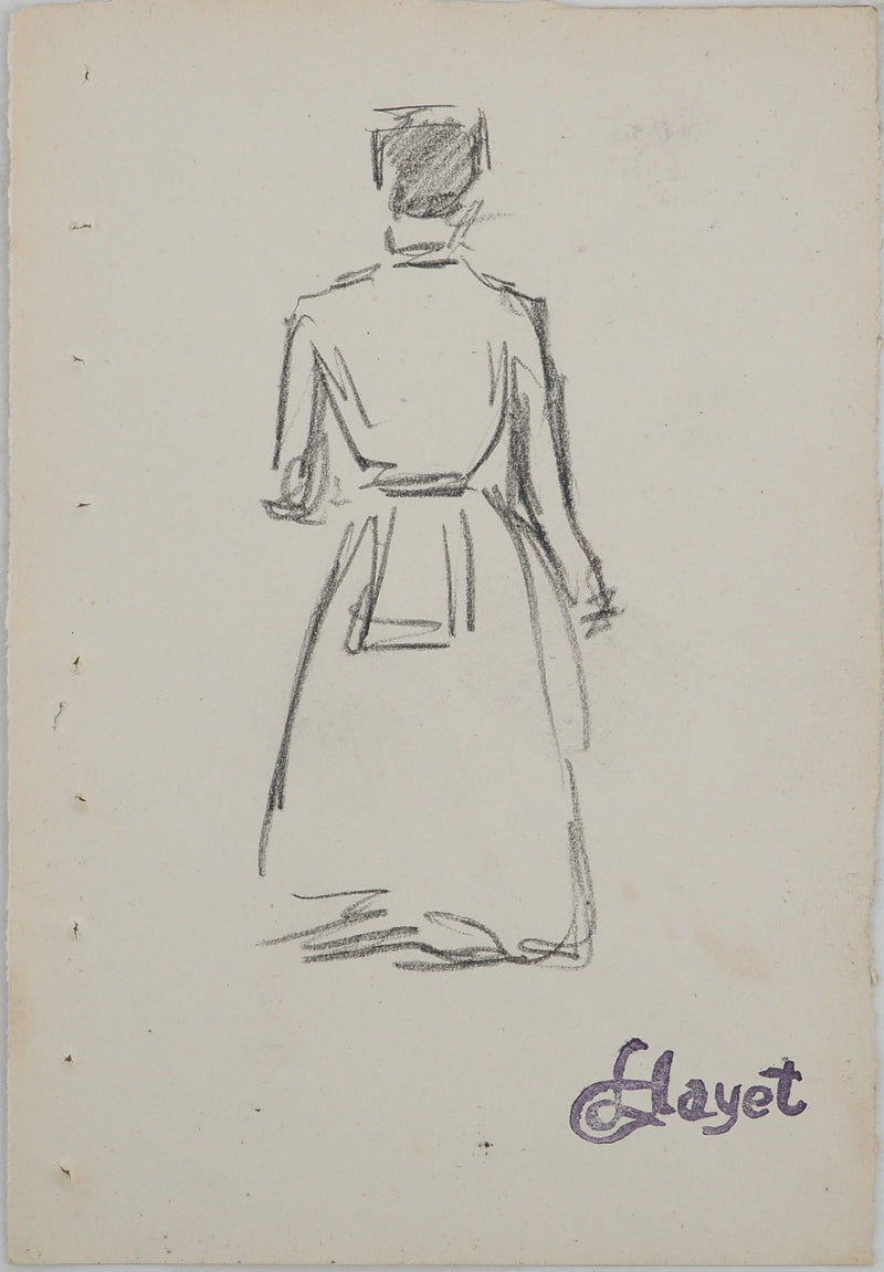 Louis HAYET : La femme de chambre, Dessin original (vue générale) - Crédit photo : Galerie Art.Paris