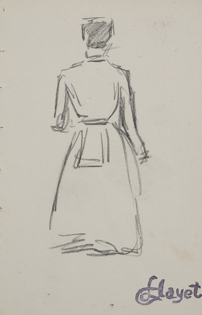 Louis HAYET : La femme de chambre, Dessin original (photo de détail 3) - Crédit photo : Galerie Art.Paris