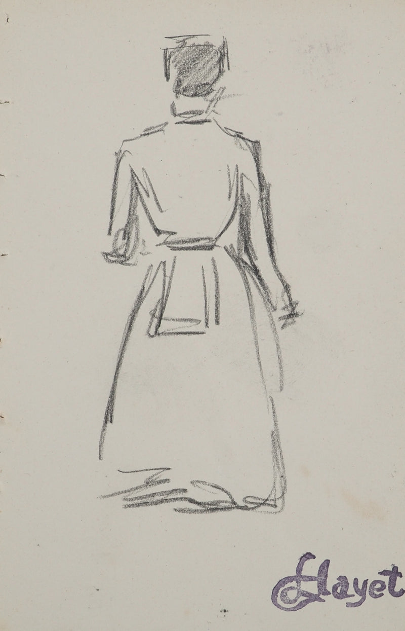 Louis HAYET : La femme de chambre, Dessin original (photo de détail 3) - Crédit photo : Galerie Art.Paris
