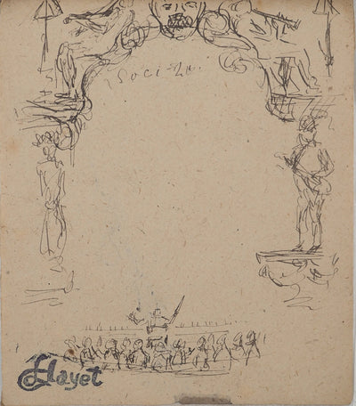 Louis HAYET : Le chef d'orchestre, Dessin original (vue générale) - Crédit photo : Galerie Art.Paris