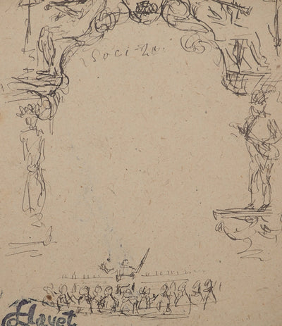 Louis HAYET : Le chef d'orchestre, Dessin original (photo de détail 3) - Crédit photo : Galerie Art.Paris