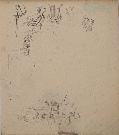 Louis HAYET : Orchestre symphonique, Dessin original (photo de détail 6) - Crédit photo : Galerie Art.Paris