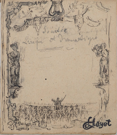 Louis HAYET : Théâtre Grec Antique, Dessin original (vue générale) - Crédit photo : Galerie Art.Paris