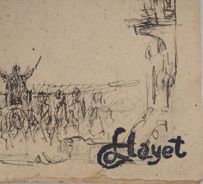Louis HAYET : Théâtre Grec Antique, Dessin original (photo de détail 2) - Crédit photo : Galerie Art.Paris
