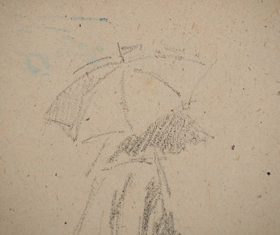 Louis HAYET : Jeune femme au parapluie, Dessin original (photo de détail 4) - Crédit photo : Galerie Art.Paris