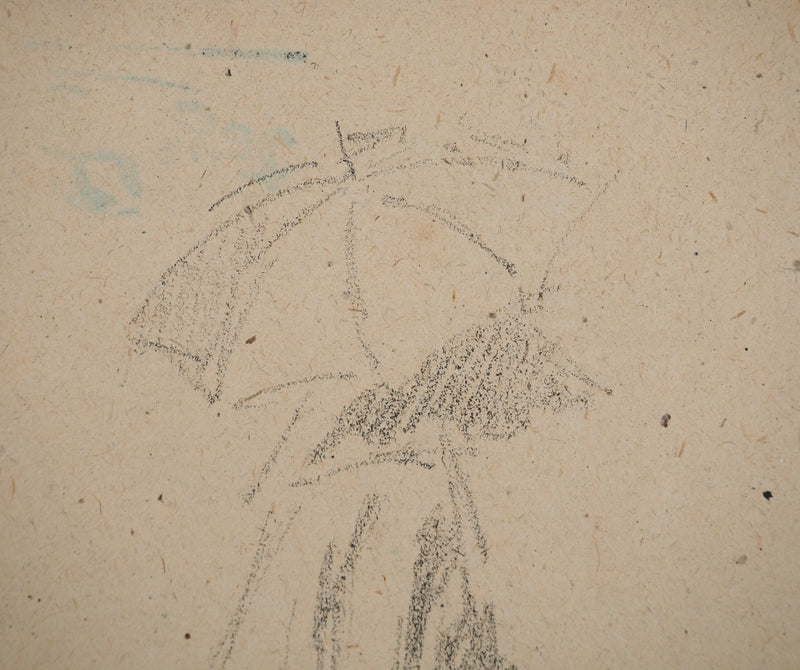 Louis HAYET : Jeune femme au parapluie, Dessin original (photo de détail 4) - Crédit photo : Galerie Art.Paris