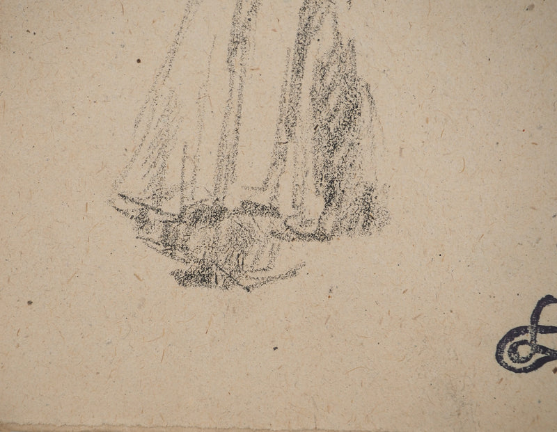 Louis HAYET : Jeune femme au parapluie, Dessin original (photo de détail 5) - Crédit photo : Galerie Art.Paris