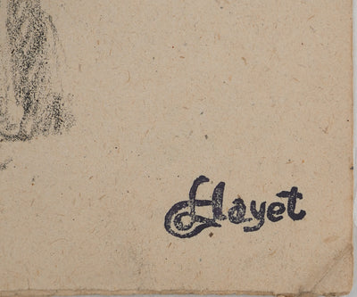 Louis HAYET : Jeune femme au parapluie, Dessin original (photo de détail 2) - Crédit photo : Galerie Art.Paris
