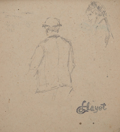 Louis HAYET : Personnages vus de dos, Dessin original (photo de détail 3) - Crédit photo : Galerie Art.Paris