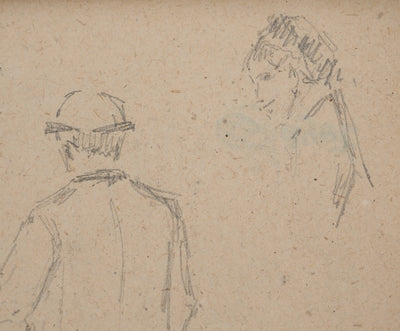 Louis HAYET : Personnages vus de dos, Dessin original (photo de détail 4) - Crédit photo : Galerie Art.Paris