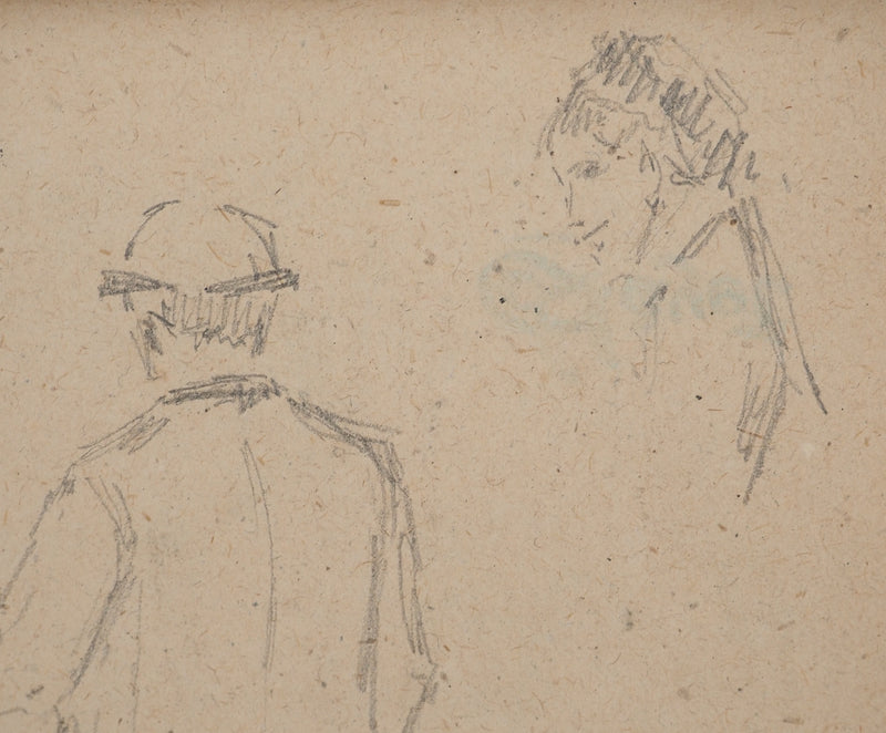 Louis HAYET : Personnages vus de dos, Dessin original (photo de détail 4) - Crédit photo : Galerie Art.Paris
