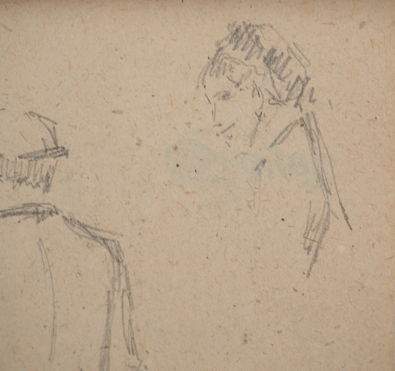 Louis HAYET : Personnages vus de dos, Dessin original (photo de détail 5) - Crédit photo : Galerie Art.Paris
