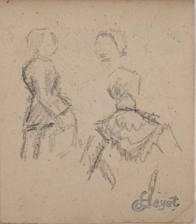 Louis HAYET : Les gouvernantes, Dessin original (vue générale) - Crédit photo : Galerie Art.Paris