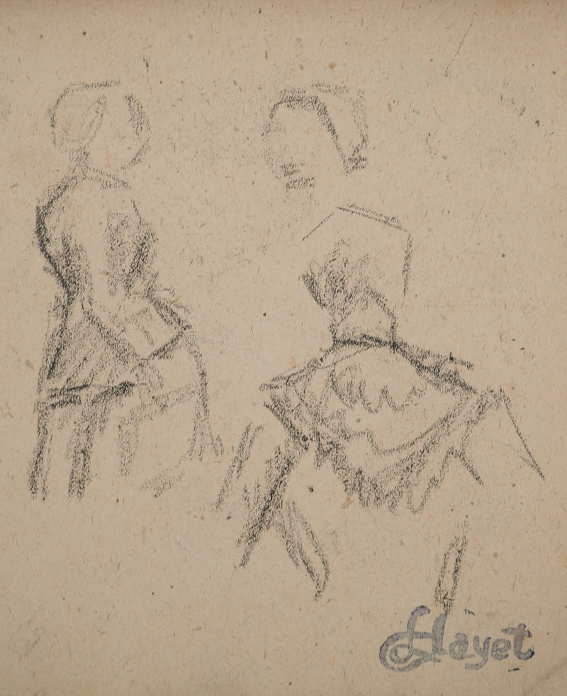 Louis HAYET : Les gouvernantes, Dessin original (photo de détail 3) - Crédit photo : Galerie Art.Paris