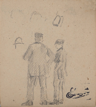 Louis HAYET : Les officiers, Dessin original (vue générale) - Crédit photo : Galerie Art.Paris