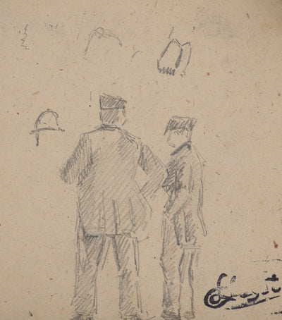 Louis HAYET : Les officiers, Dessin original (photo de détail 3) - Crédit photo : Galerie Art.Paris