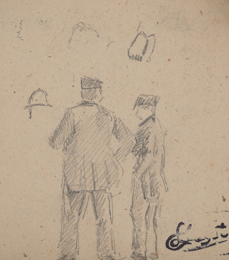 Louis HAYET : Les officiers, Dessin original (photo de détail 3) - Crédit photo : Galerie Art.Paris