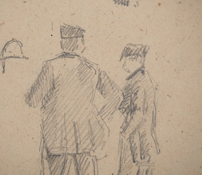 Louis HAYET : Les officiers, Dessin original (photo de détail 4) - Crédit photo : Galerie Art.Paris