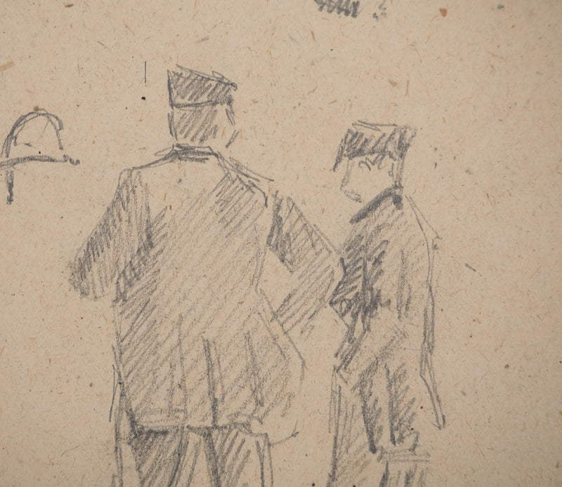 Louis HAYET : Les officiers, Dessin original (photo de détail 4) - Crédit photo : Galerie Art.Paris