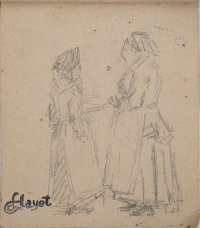 Louis HAYET : La discussion, Dessin original (vue générale) - Crédit photo : Galerie Art.Paris