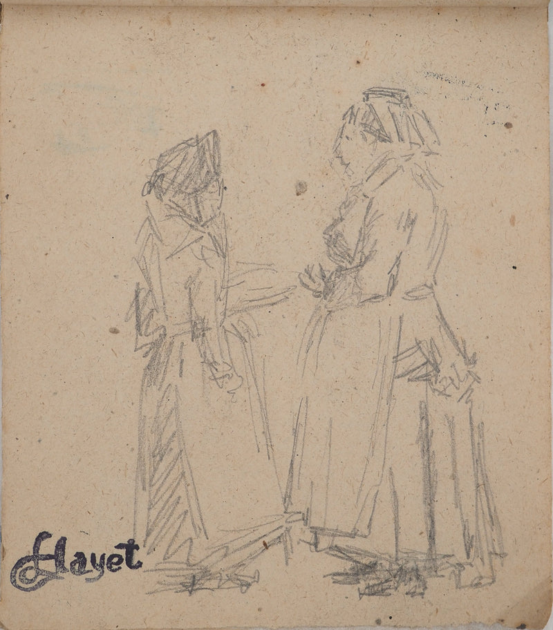 Louis HAYET : La discussion, Dessin original (vue générale) - Crédit photo : Galerie Art.Paris