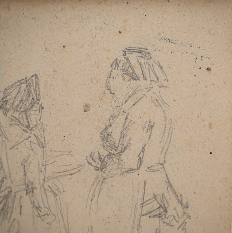 Louis HAYET : La discussion, Dessin original (photo de détail 4) - Crédit photo : Galerie Art.Paris
