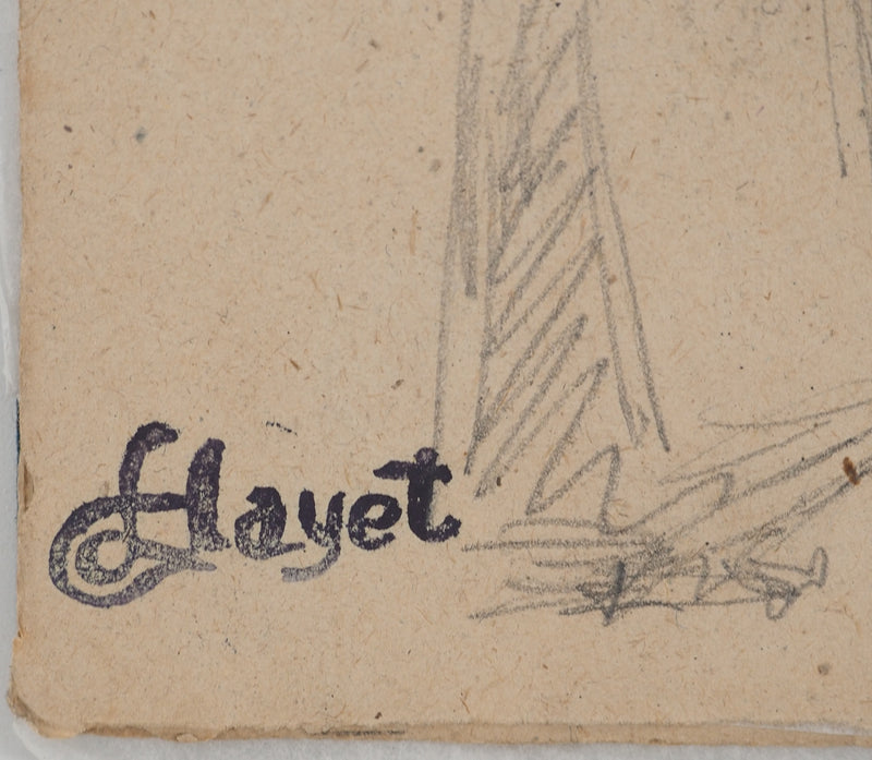 Louis HAYET : La discussion, Dessin original (photo de détail 2) - Crédit photo : Galerie Art.Paris