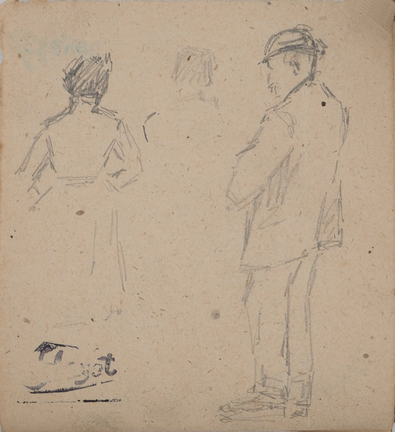 Louis HAYET : La discussion, Dessin original (photo de détail 6) - Crédit photo : Galerie Art.Paris