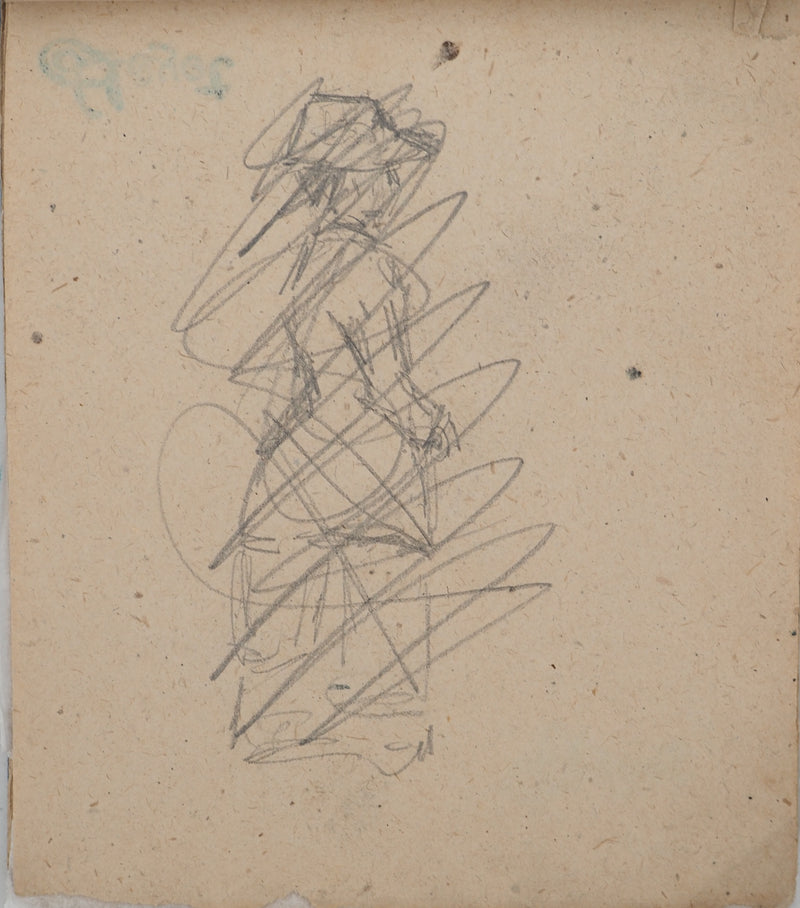 Louis HAYET : Discussion sur un banc, Dessin original (photo de détail 5) - Crédit photo : Galerie Art.Paris