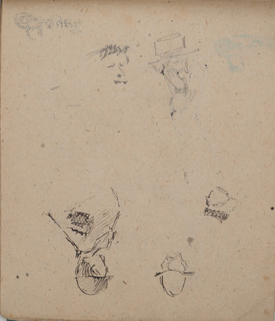 Louis HAYET : Les hommes aux chapeaux, Dessin original (photo de détail 6) - Crédit photo : Galerie Art.Paris