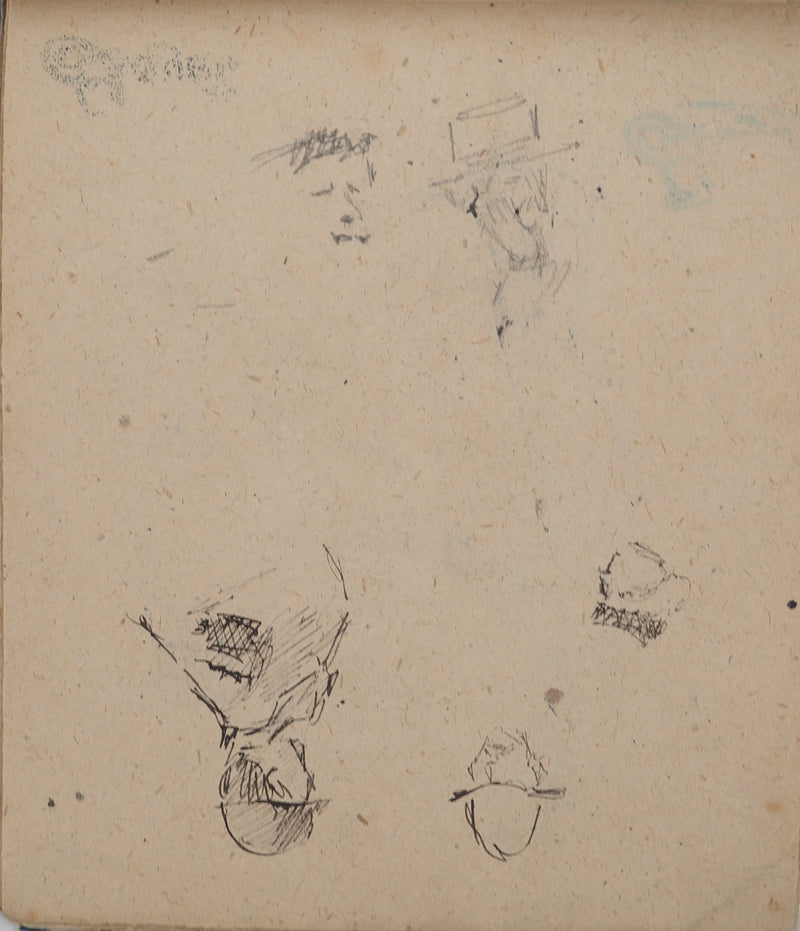Louis HAYET : Les hommes aux chapeaux, Dessin original (photo de détail 6) - Crédit photo : Galerie Art.Paris