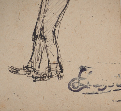 Louis HAYET : Les hommes aux chapeaux, Dessin original (photo de détail 2) - Crédit photo : Galerie Art.Paris