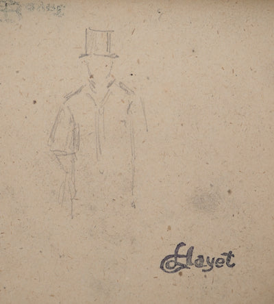 Louis HAYET : Silhouette masculine, Dessin original (photo de détail 3) - Crédit photo : Galerie Art.Paris