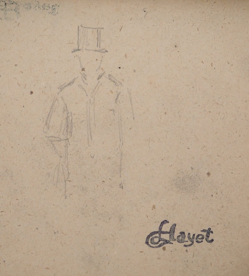 Louis HAYET : Silhouette masculine, Dessin original (photo de détail 3) - Crédit photo : Galerie Art.Paris