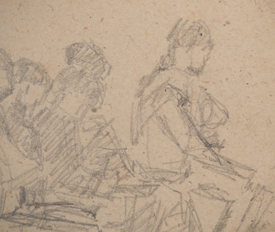 Louis HAYET : Pause déjeuner, Dessin original (photo de détail 4) - Crédit photo : Galerie Art.Paris