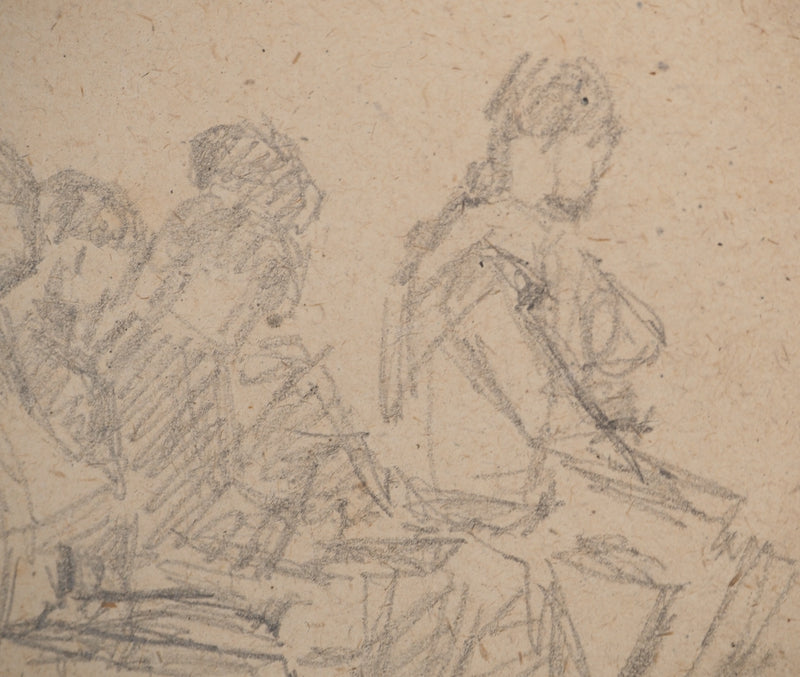 Louis HAYET : Pause déjeuner, Dessin original (photo de détail 4) - Crédit photo : Galerie Art.Paris