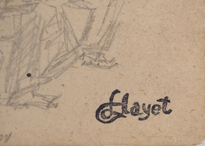 Louis HAYET : Pause déjeuner, Dessin original (photo de détail 2) - Crédit photo : Galerie Art.Paris