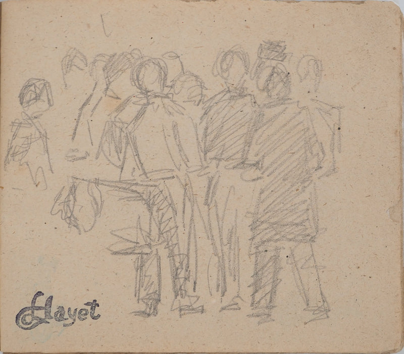 Louis HAYET : Les retrouvailles, Dessin original (vue générale) - Crédit photo : Galerie Art.Paris