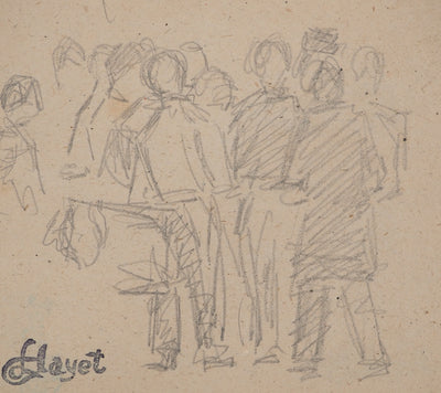 Louis HAYET : Les retrouvailles, Dessin original (photo de détail 3) - Crédit photo : Galerie Art.Paris